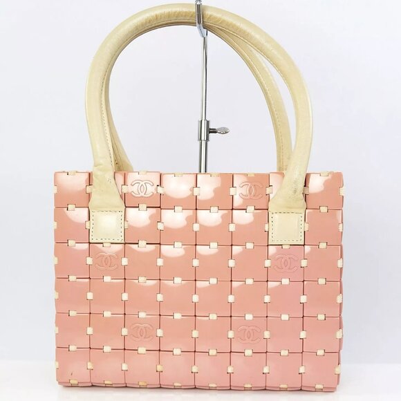 Auth CHANEL Pink Puzzle & CC Logo Tote Bag Purse - Picture 1 of 12
